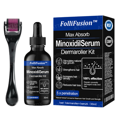 FolliFusion™ Max Absorb  MinoxidilSerum Dermaroller Kit
